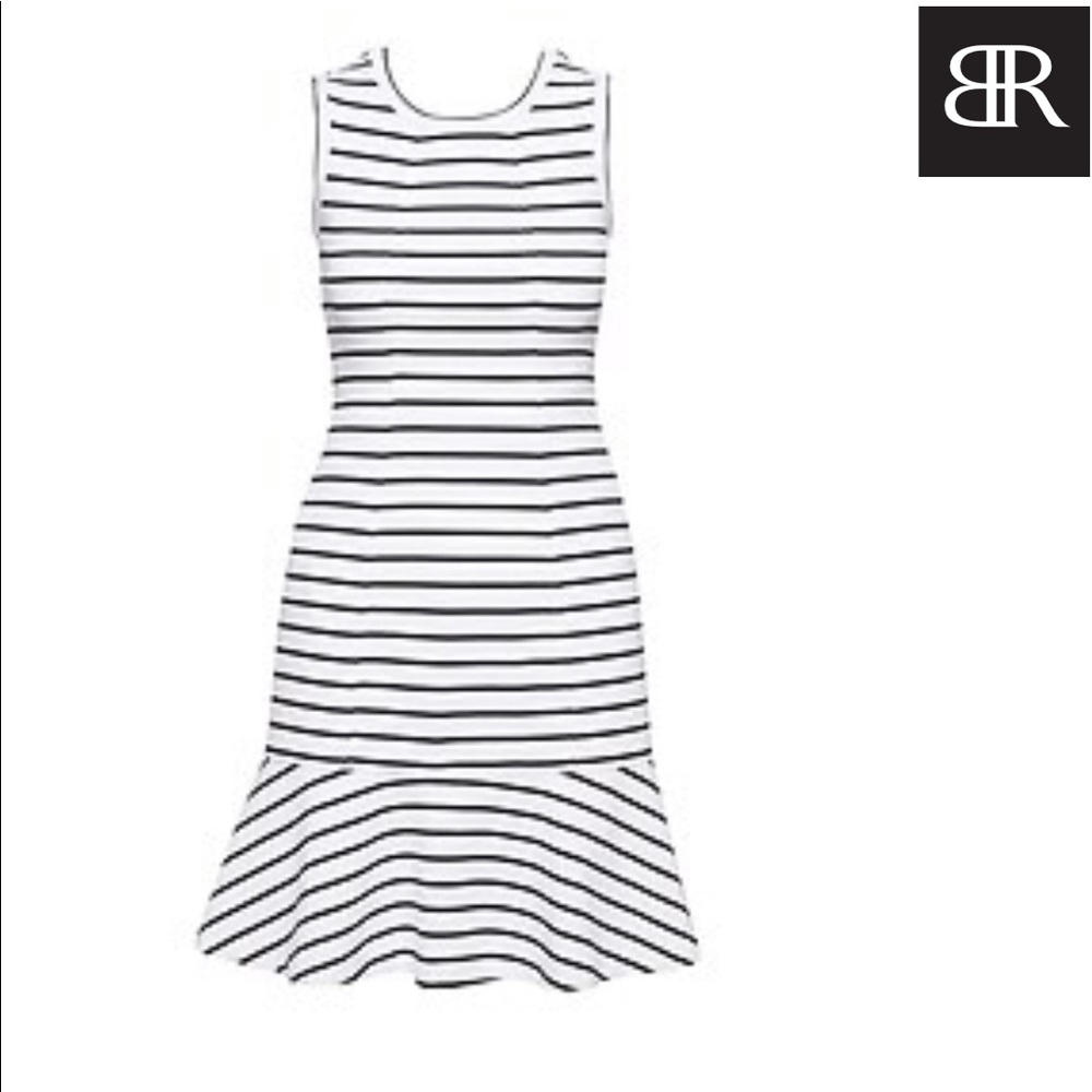 BR Stripe Paneled Ponte Fir-and-Flare Dress